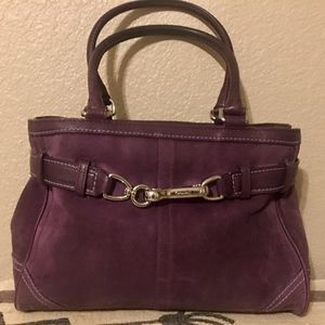 COACH Hamptons Carryall Tote Purple Suede Purse